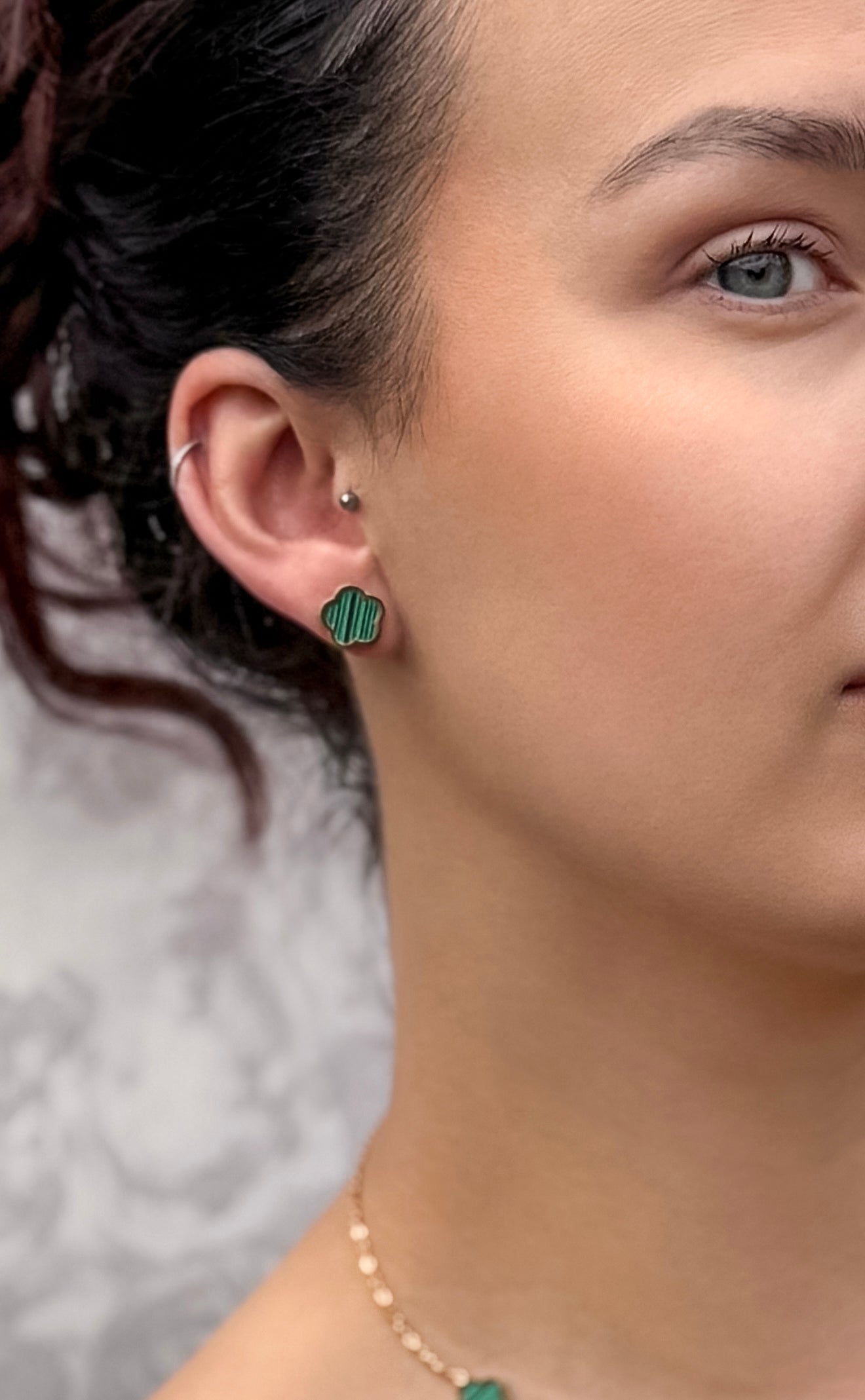 Forrest Green Clover Stud Earrings