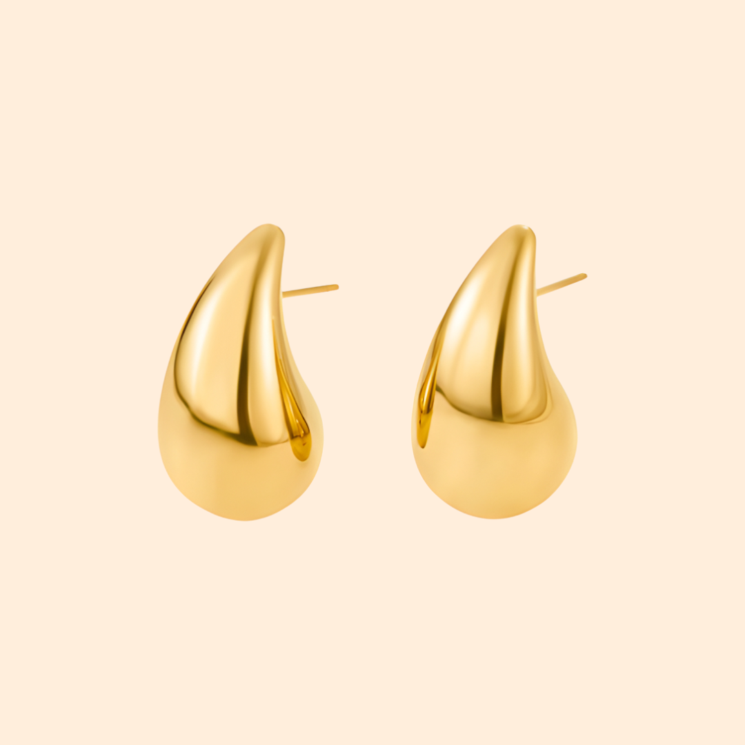 Vintage Teardrop Earrings - Gold