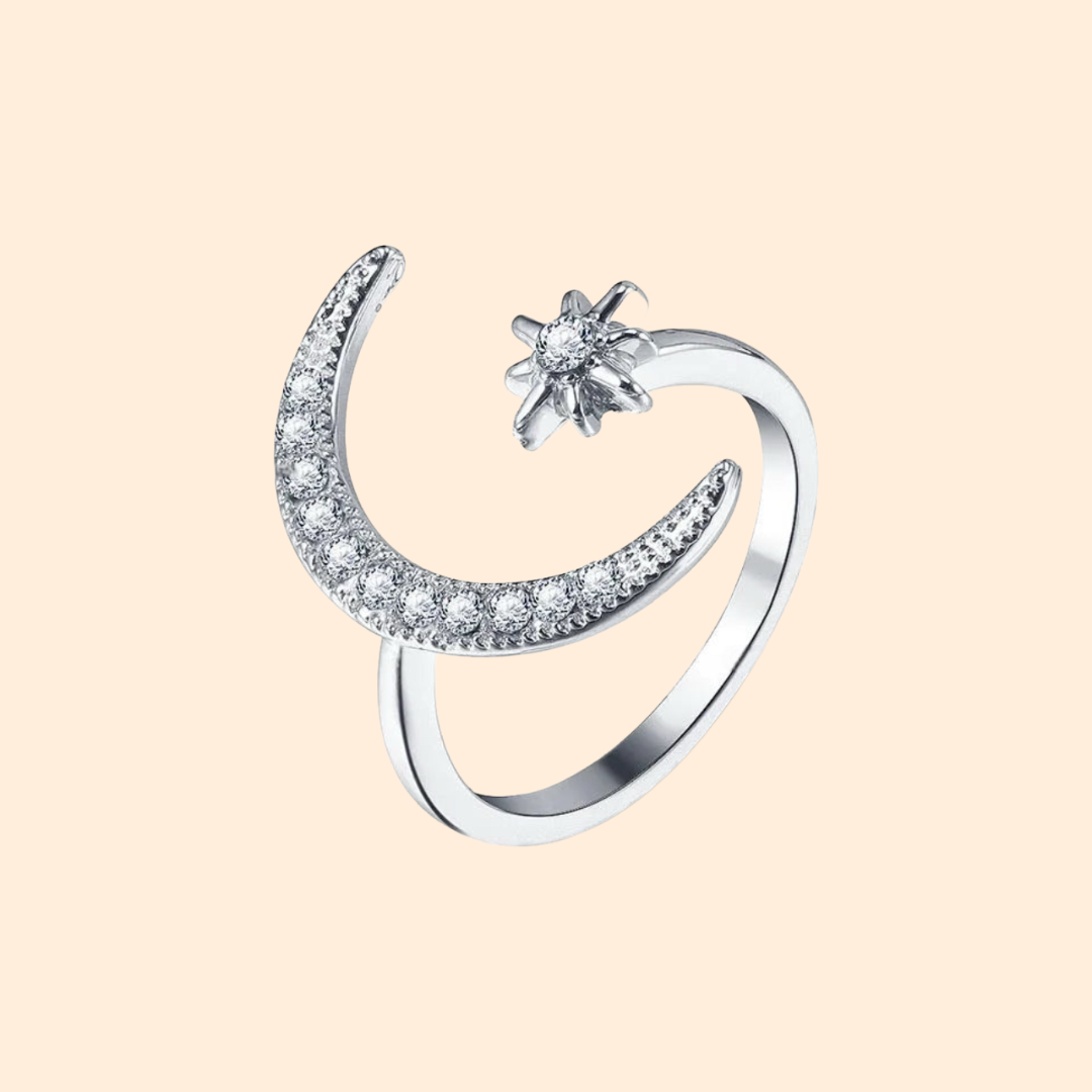 Moon and Star Ring