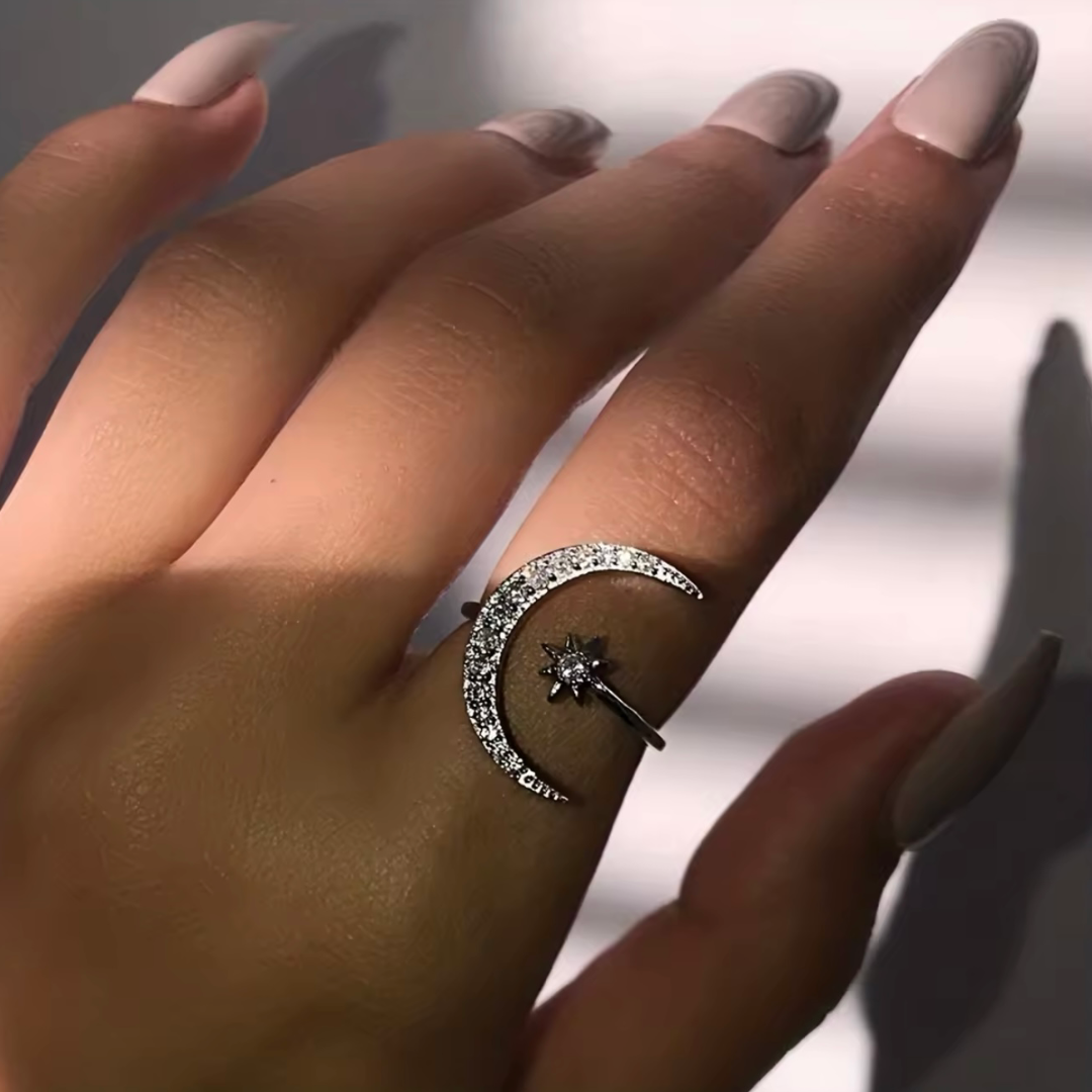 Moon and Star Ring