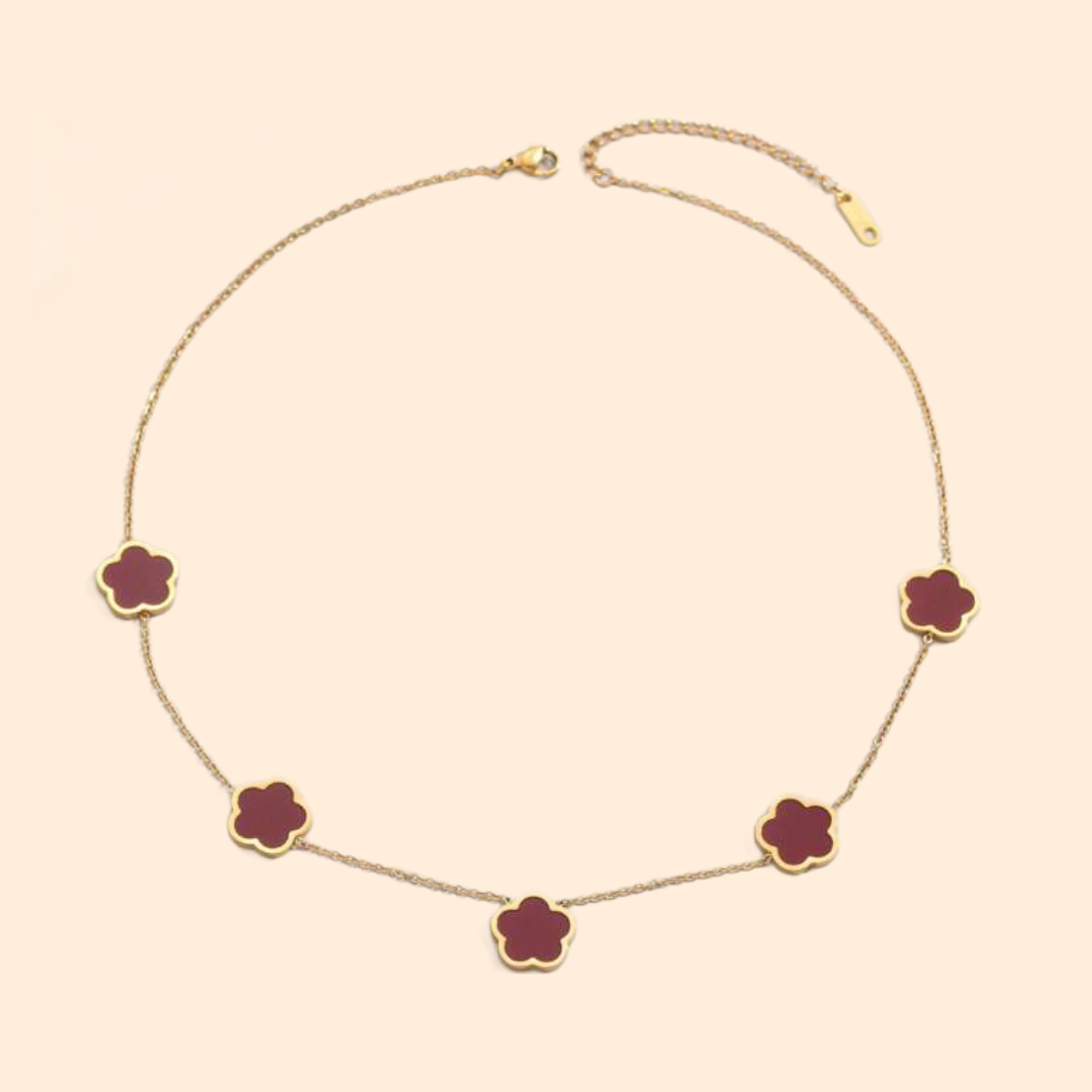 Maroon Clover Necklace