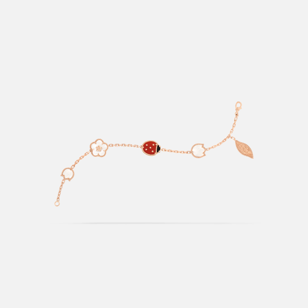 Close up Lucky Spring Ladybug Bracelet premium stainless steel craftsmanship
