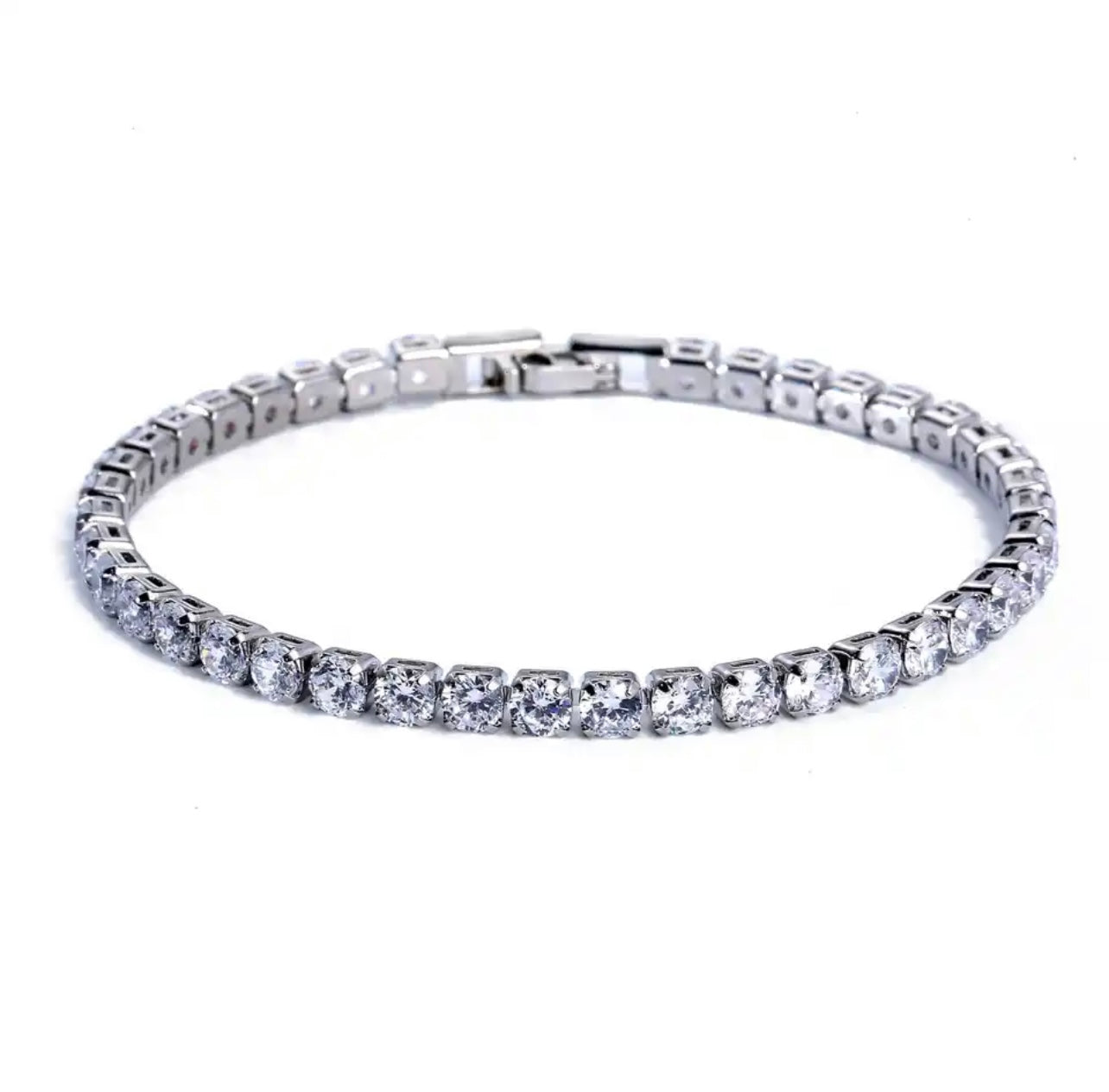 4mm Cubic Tennis Bracelet - White Gold