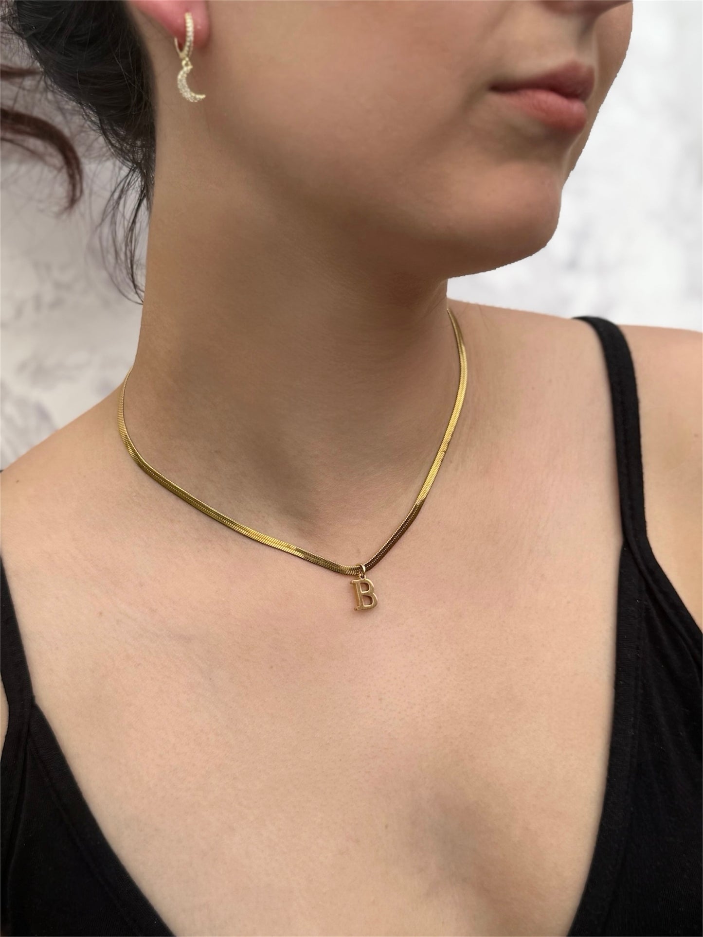 A-Z Alphabet Pendant with Snake Necklace