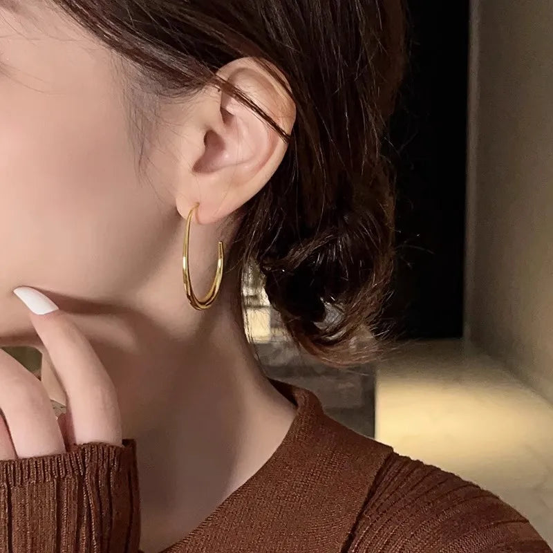 Gold Oval Hoop Earrings