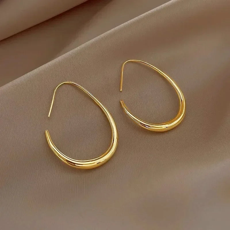 Gold Oval Hoop Earrings