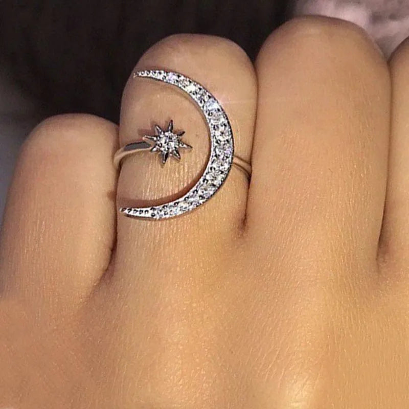 Moon and Star Ring