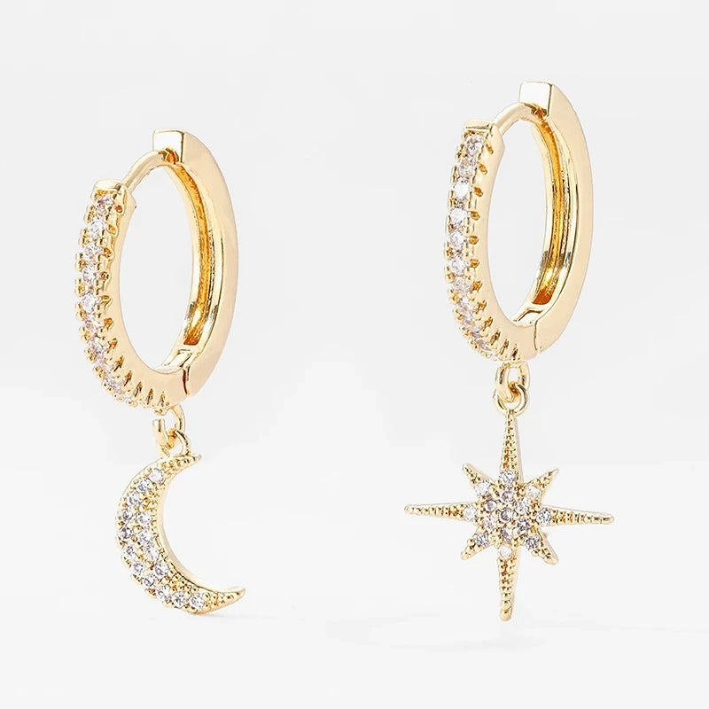 Moon & Star Earrings Gold or Silver