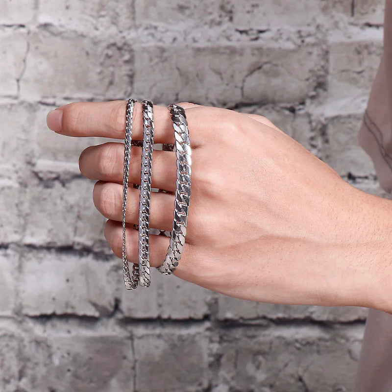 4/5/7mm Snake Bracelet - Silver