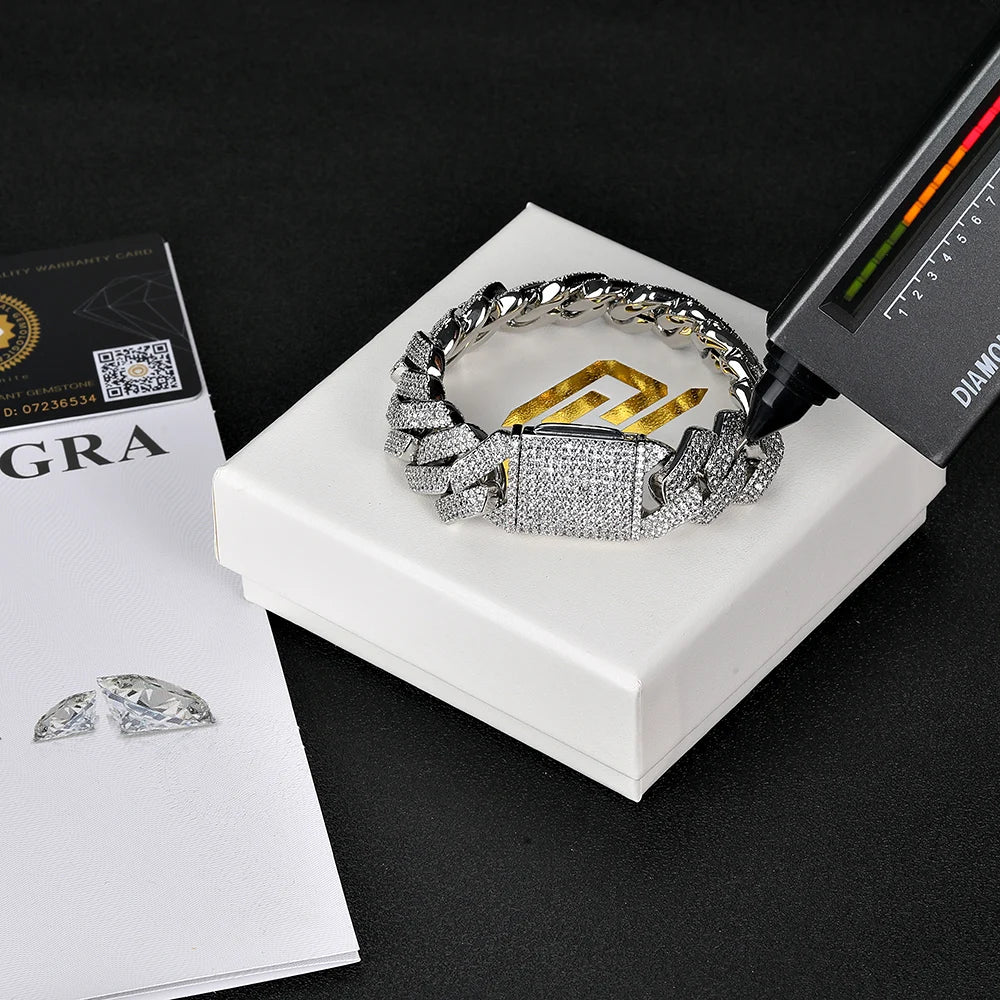 8mm/10mm/15mm/20mm Moissanite Cuban Bracelet