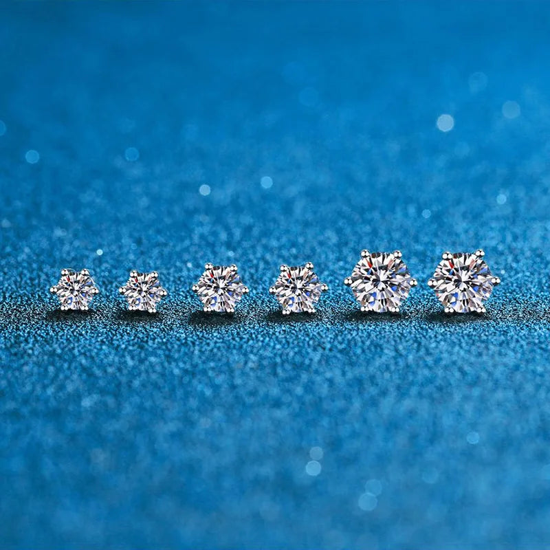 Moissanite stud earrings 0.1 to 1.0 carat size comparison