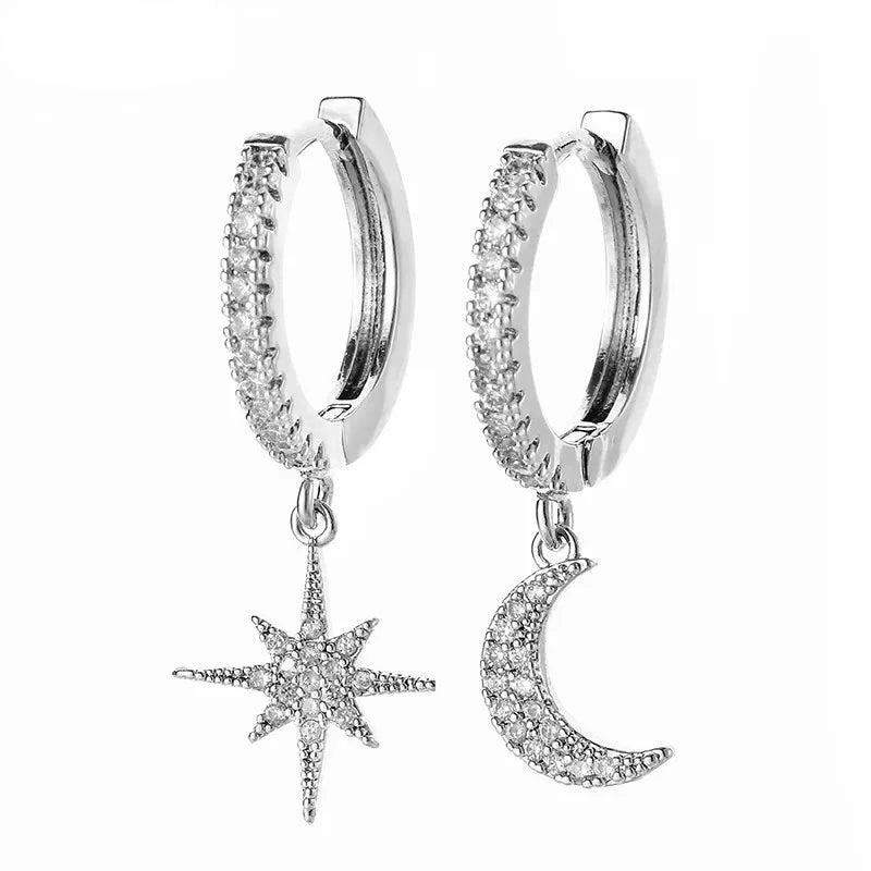 Moon & Star Earrings Gold or Silver