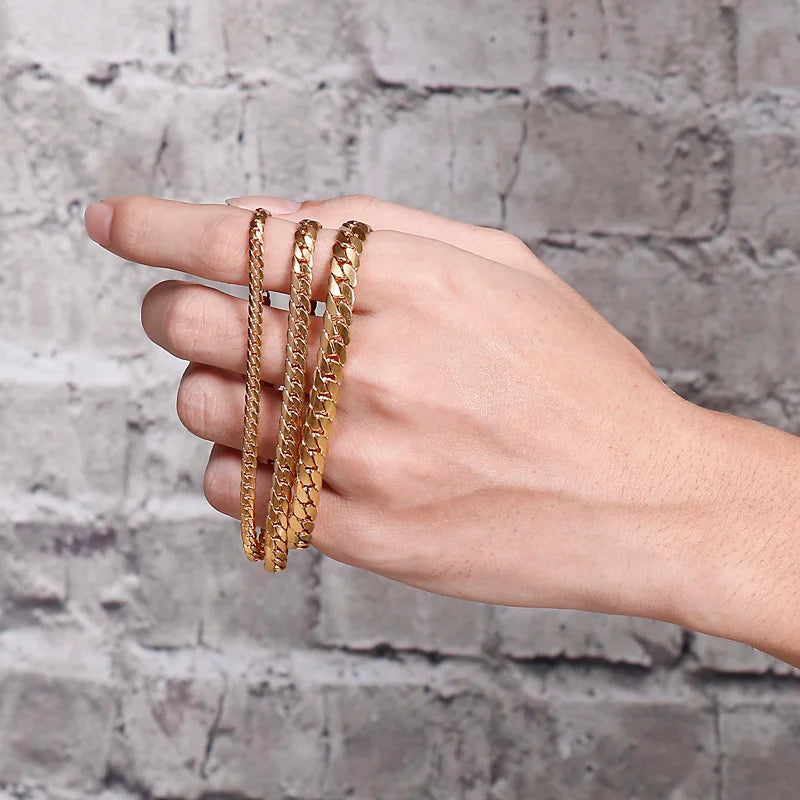 4/5/7mm Snake Bracelet - Gold
