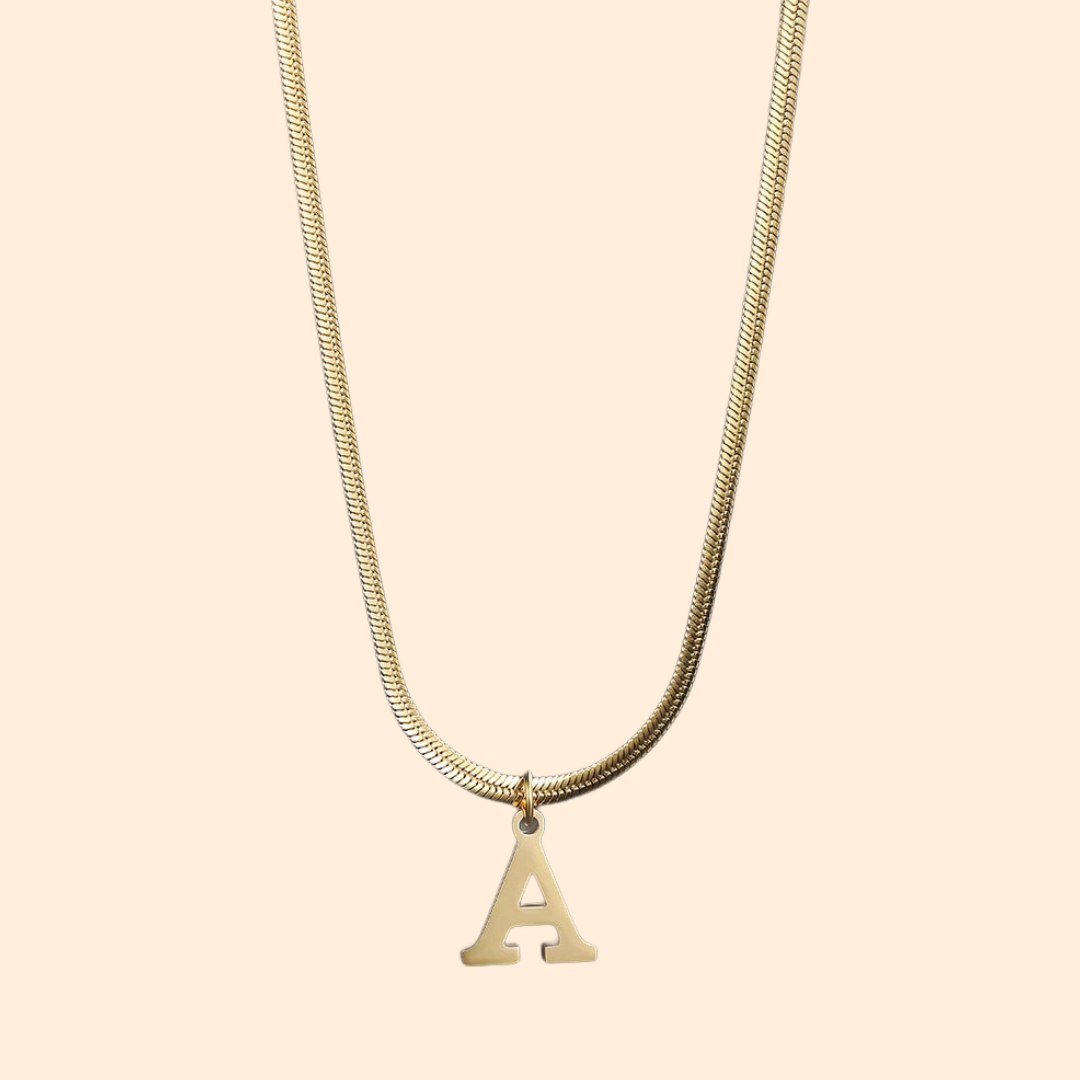 A-Z Alphabet Pendant with Snake Necklace