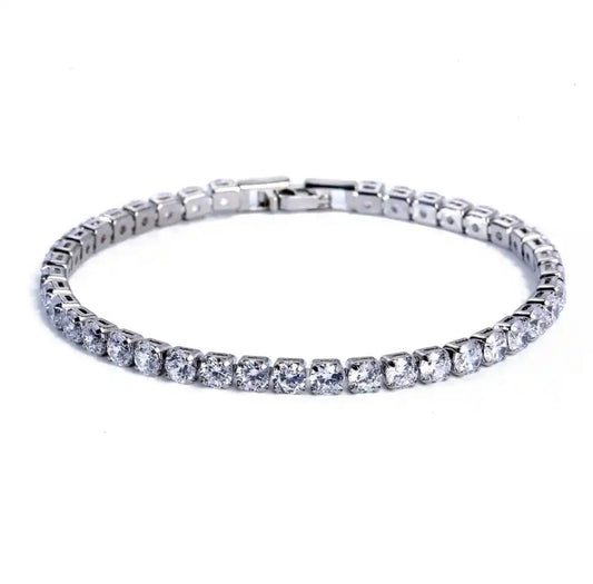 4mm Cubic Tennis Bracelet - White Gold