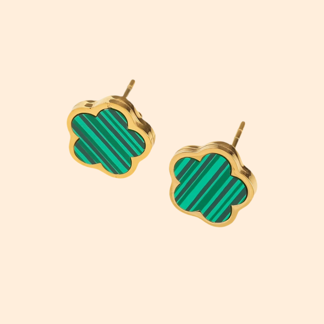 Forrest Green Clover Stud Earrings