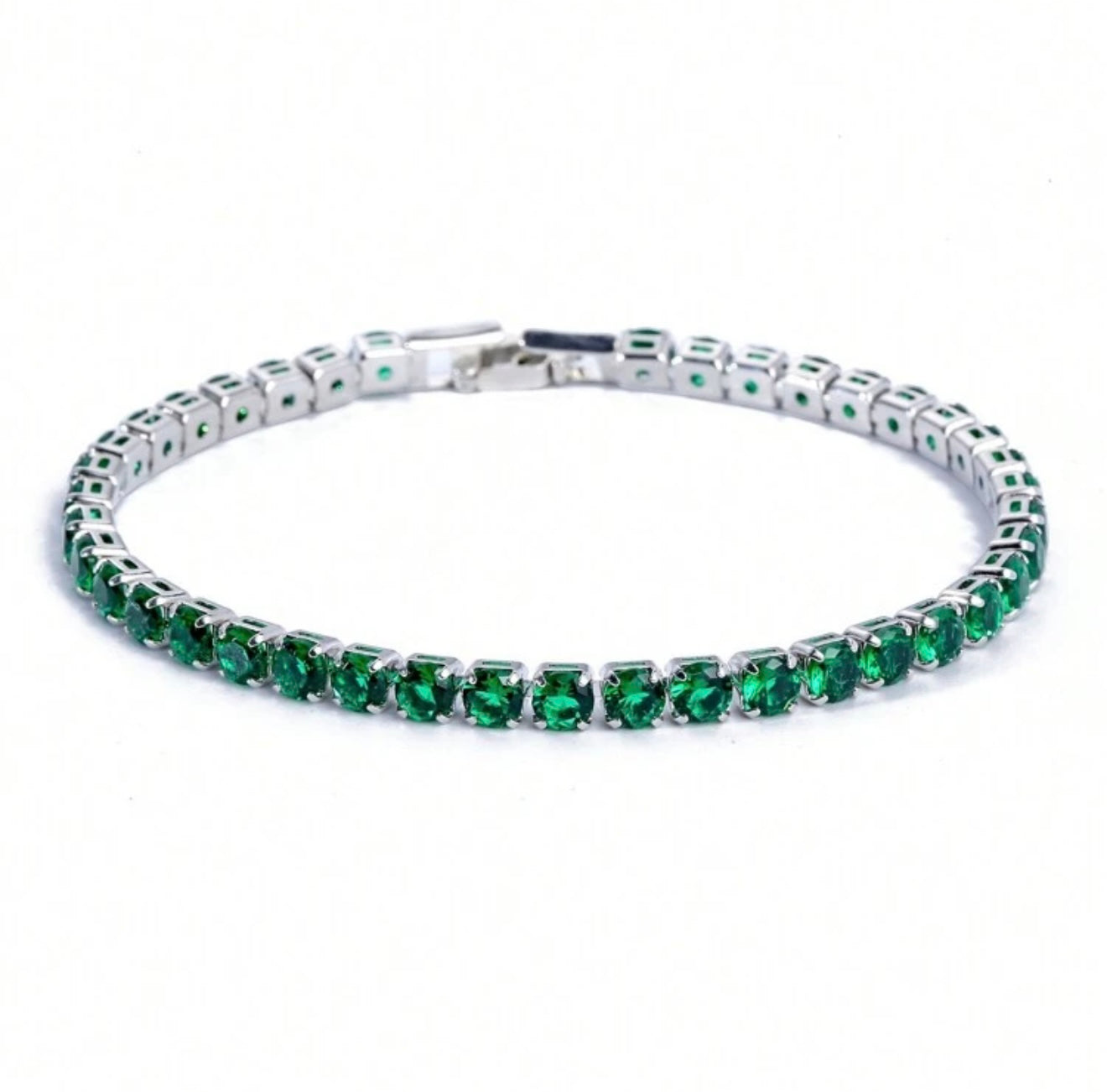 4mm Cubic Tennis Bracelet - Emerald
