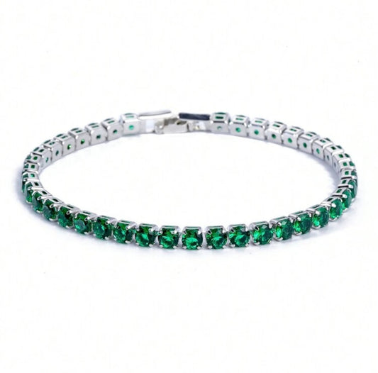 4mm Cubic Tennis Bracelet - Emerald