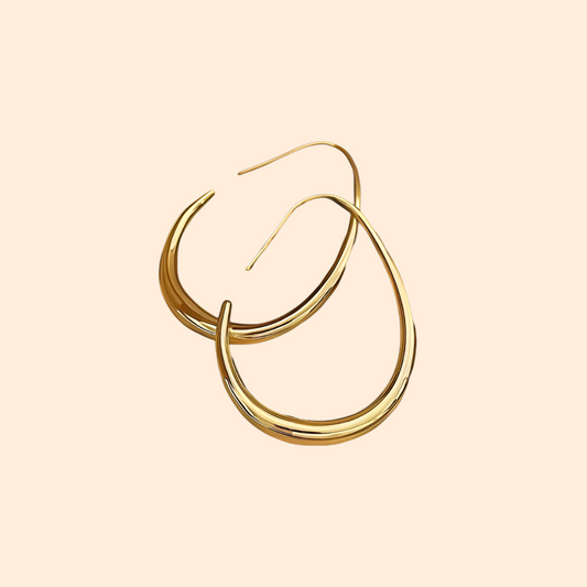 Gold Oval Hoop Earrings