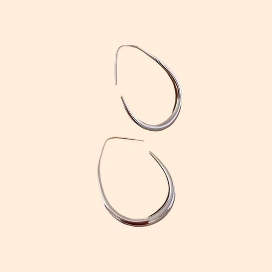 Silver Oval Hoop Earrings