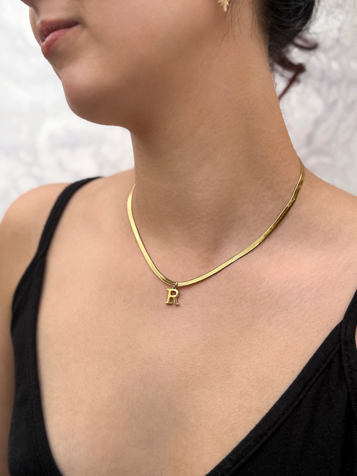 A-Z Alphabet Pendant with Snake Necklace