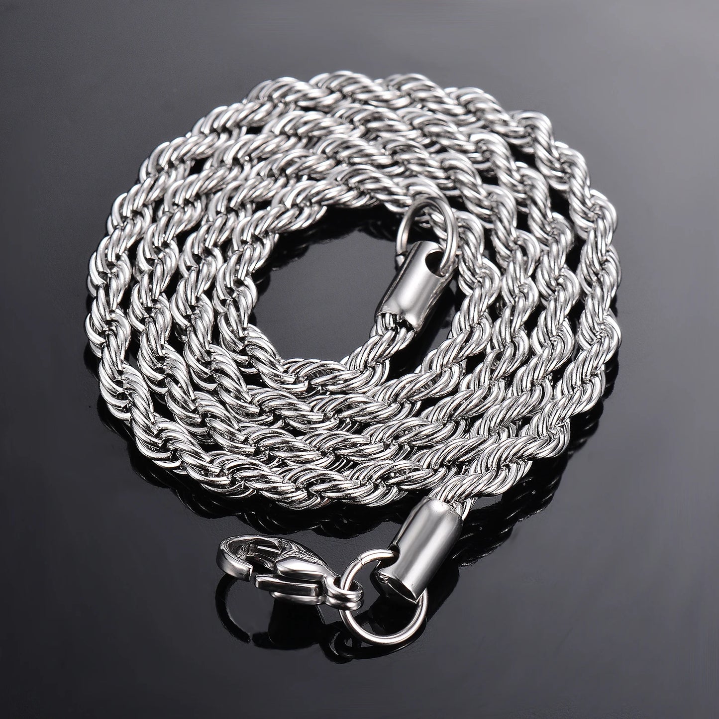 4mm Silver Rope Necklace