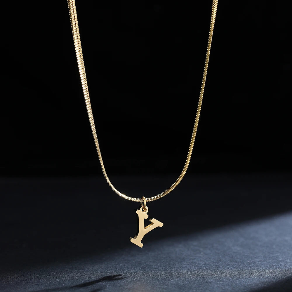 A-Z Alphabet Pendant with Snake Necklace