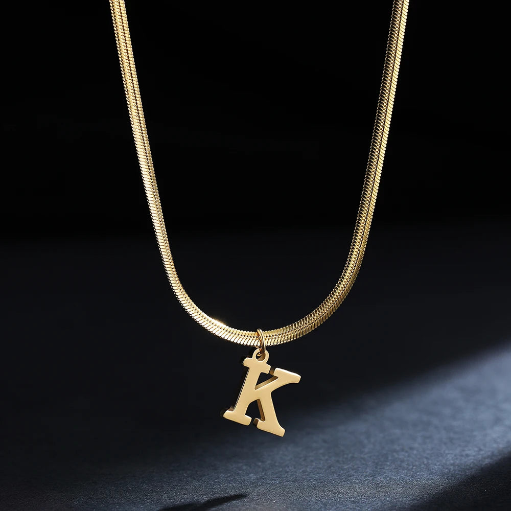 A-Z Alphabet Pendant with Snake Necklace