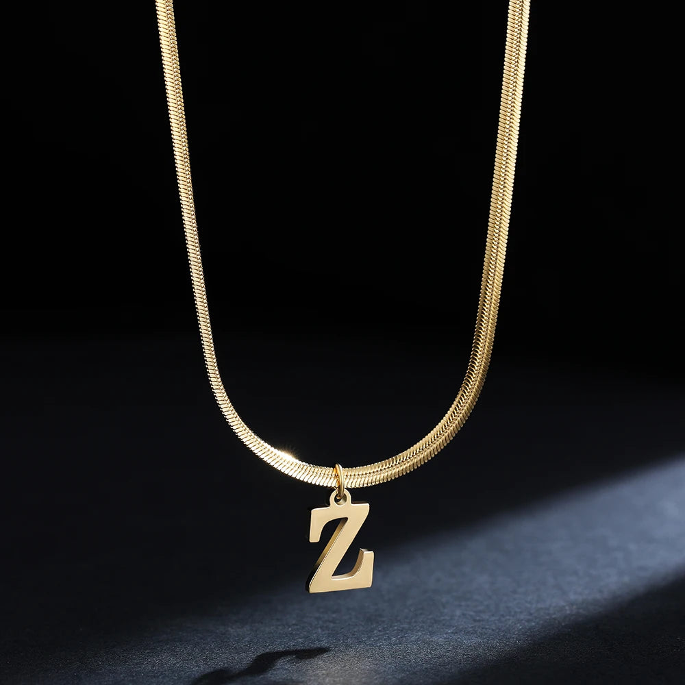 A-Z Alphabet Pendant with Snake Necklace