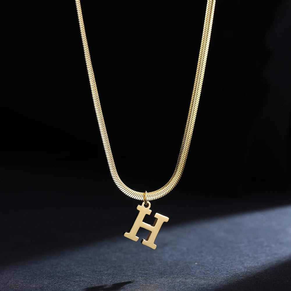 A-Z Alphabet Pendant with Snake Necklace