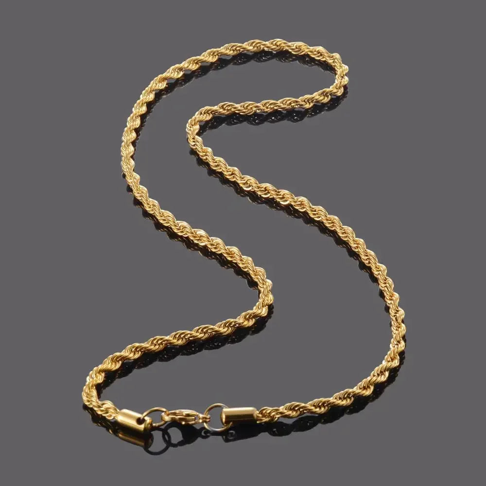 4mm Gold Rope Necklace