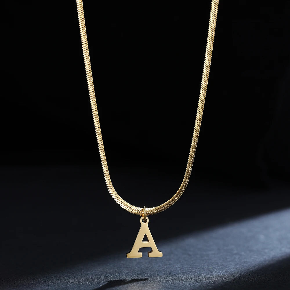 A-Z Alphabet Pendant with Snake Necklace