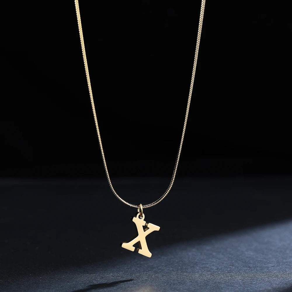 A-Z Alphabet Pendant with Snake Necklace