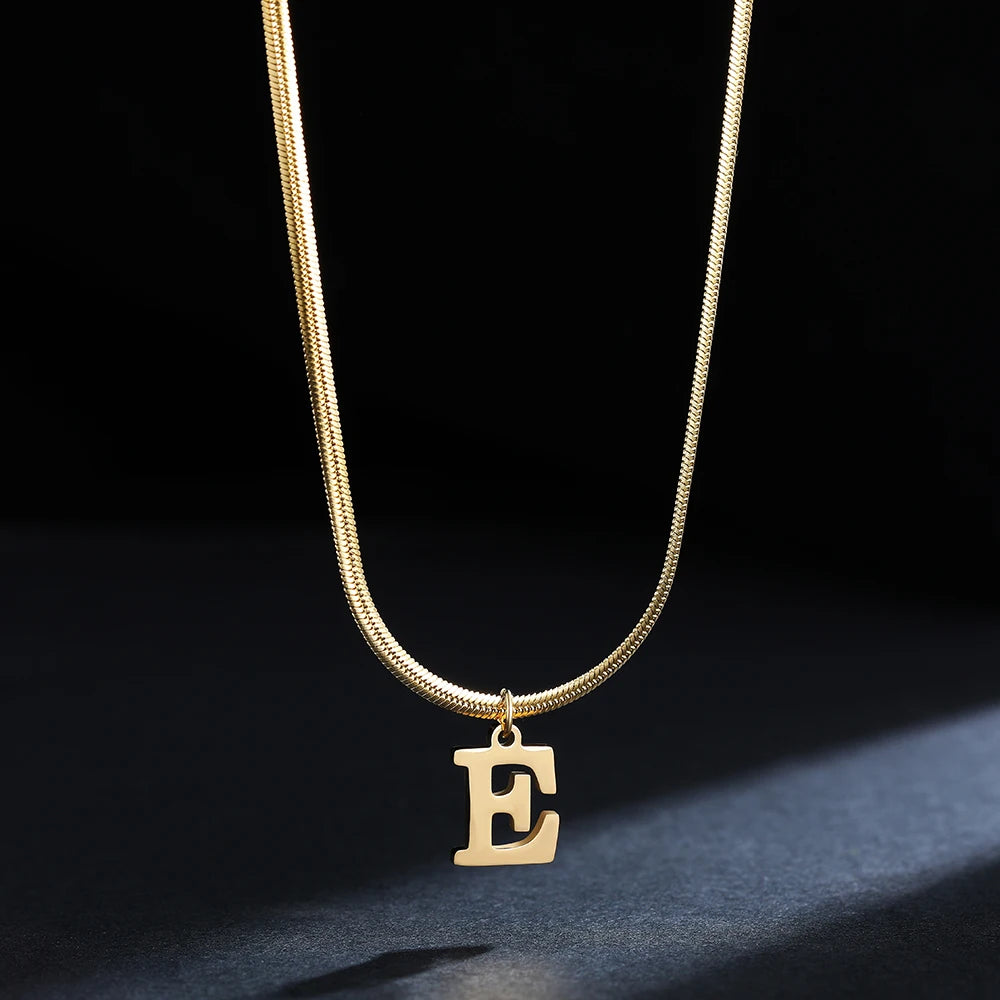 A-Z Alphabet Pendant with Snake Necklace