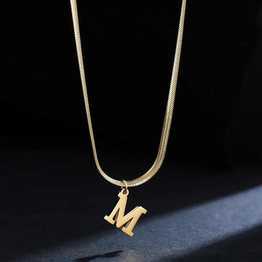 A-Z Alphabet Pendant with Snake Necklace