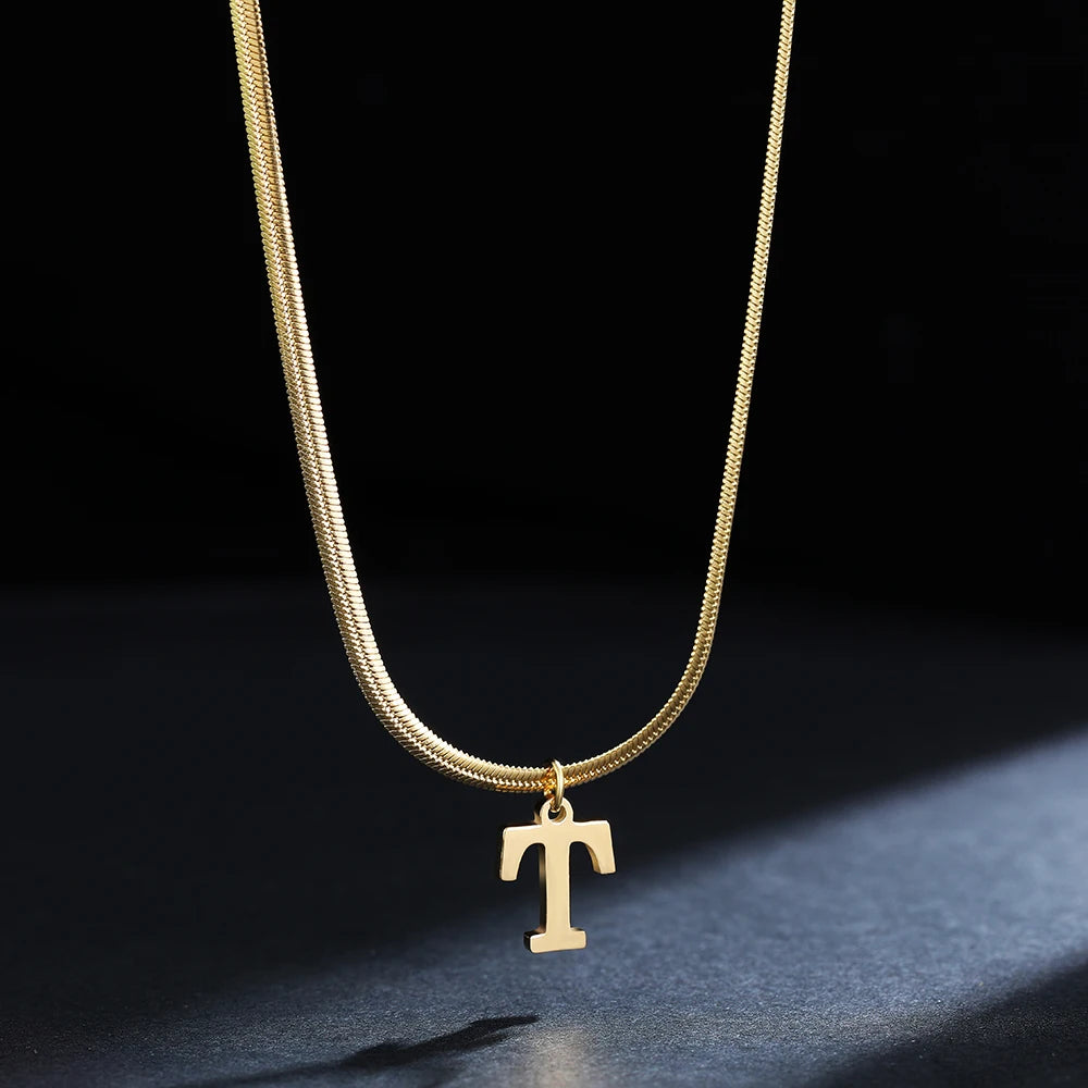 A-Z Alphabet Pendant with Snake Necklace