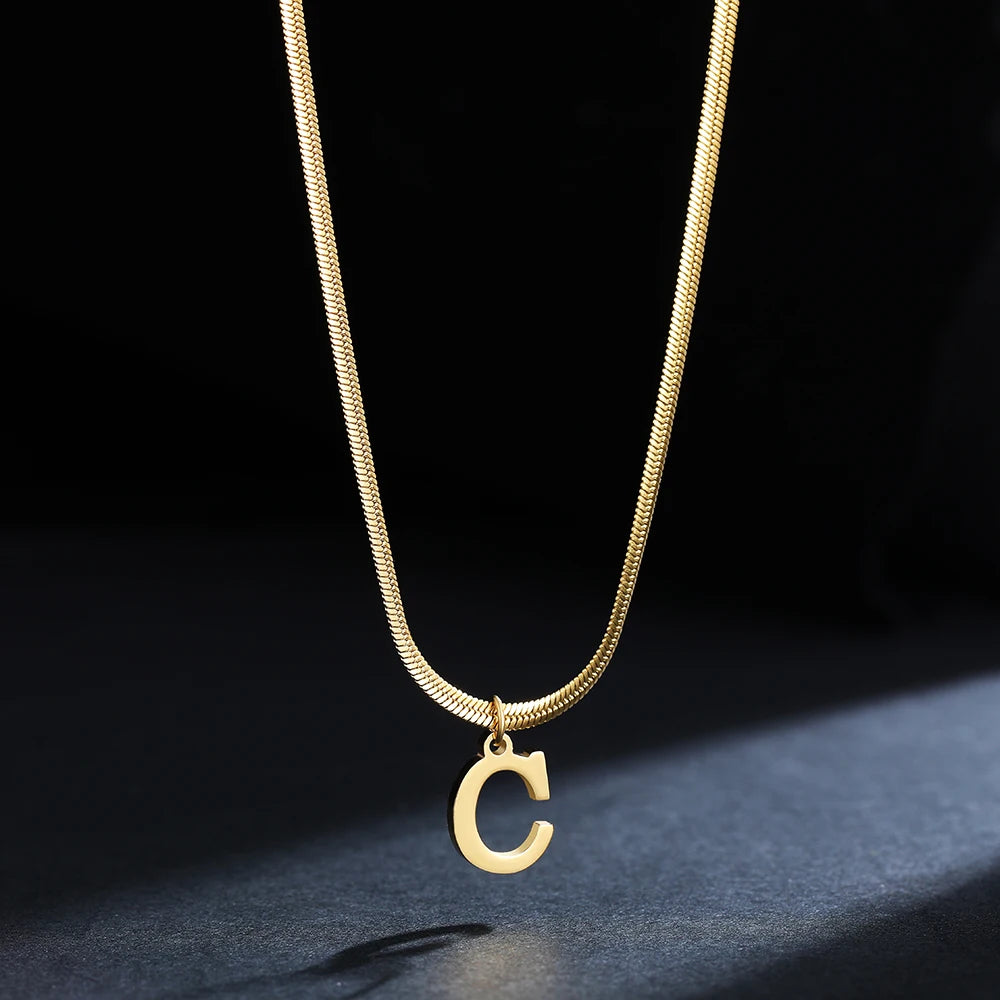 A-Z Alphabet Pendant with Snake Necklace