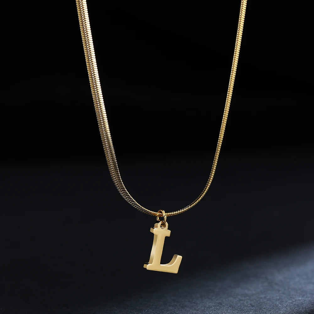 A-Z Alphabet Pendant with Snake Necklace