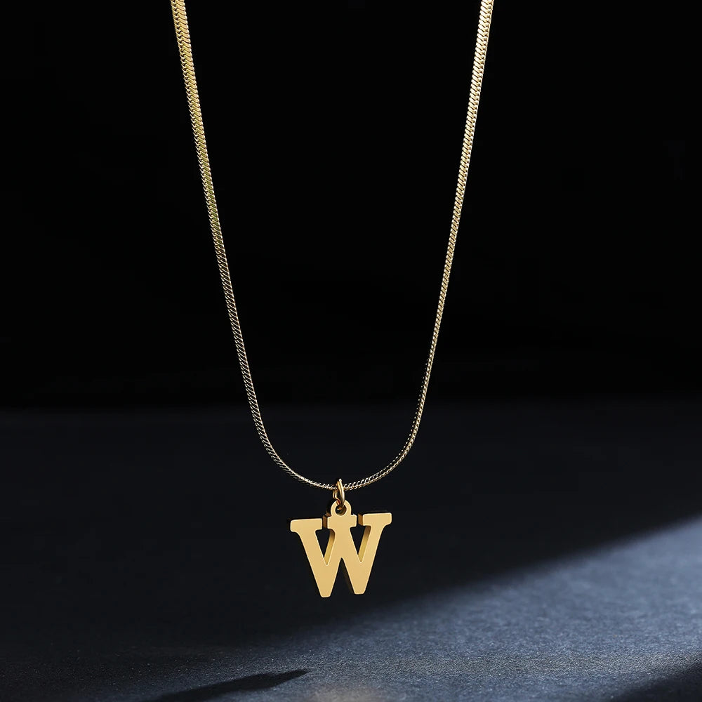 A-Z Alphabet Pendant with Snake Necklace