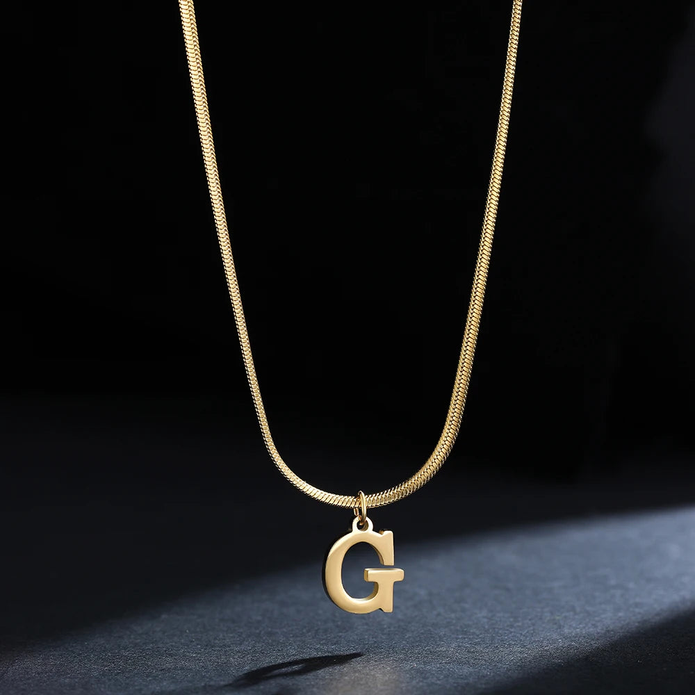 A-Z Alphabet Pendant with Snake Necklace