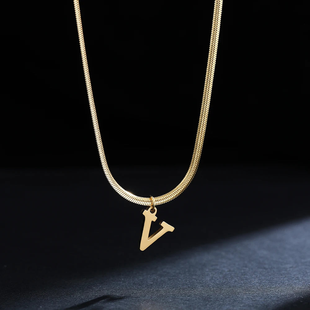 A-Z Alphabet Pendant with Snake Necklace