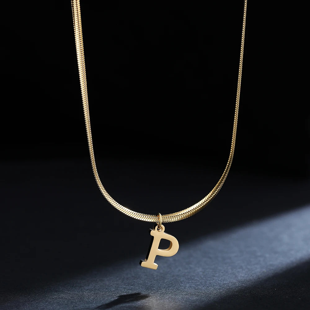 A-Z Alphabet Pendant with Snake Necklace