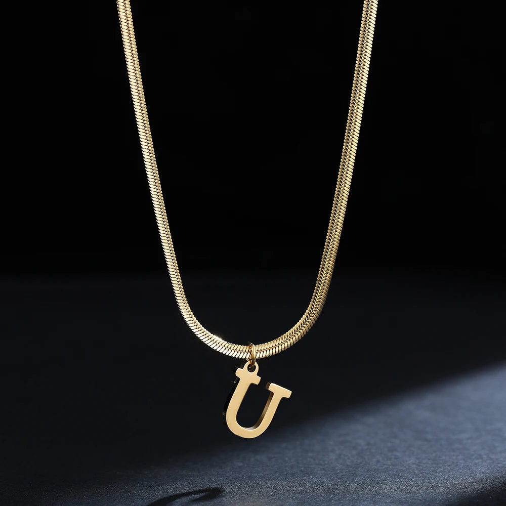 A-Z Alphabet Pendant with Snake Necklace