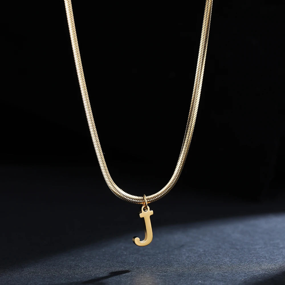 A-Z Alphabet Pendant with Snake Necklace