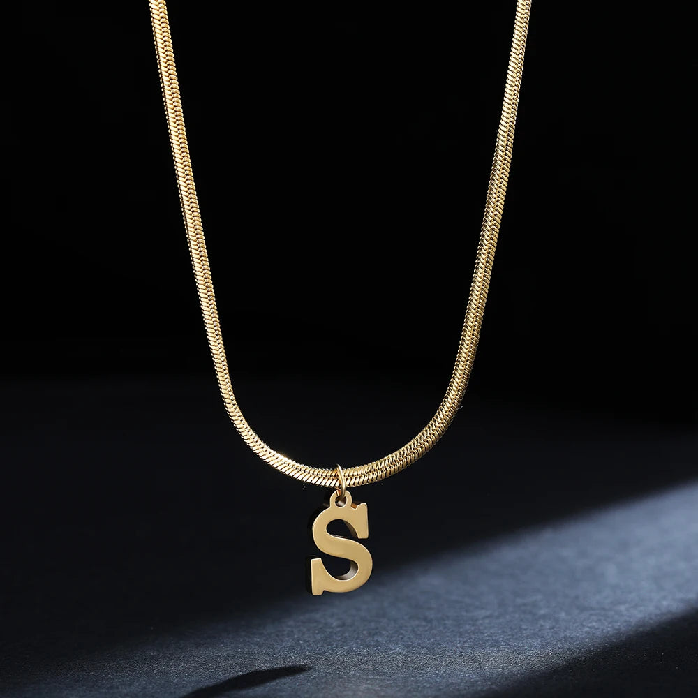 A-Z Alphabet Pendant with Snake Necklace