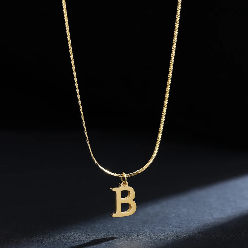 A-Z Alphabet Pendant with Snake Necklace