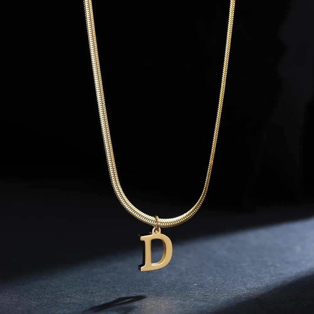 A-Z Alphabet Pendant with Snake Necklace