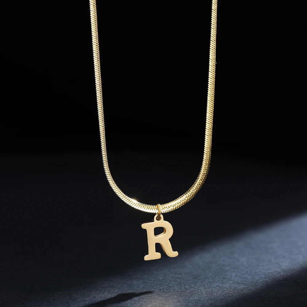 A-Z Alphabet Pendant with Snake Necklace