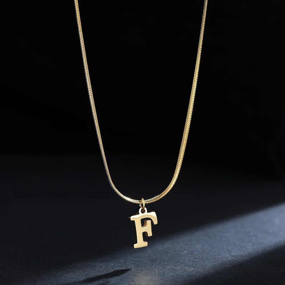 A-Z Alphabet Pendant with Snake Necklace