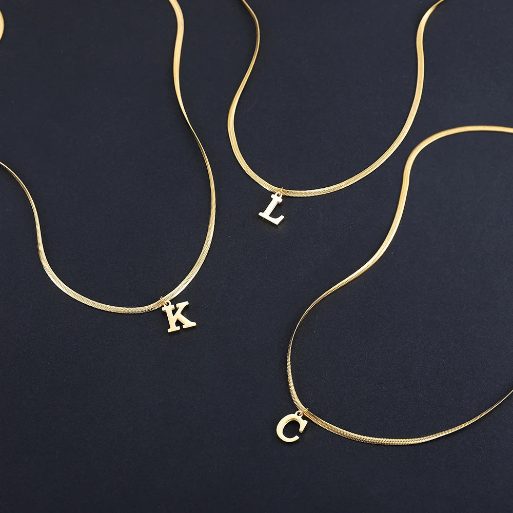 A-Z Alphabet Pendant with Snake Necklace